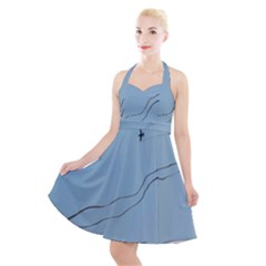 Airplane Airplanes Blue Sky Halter Party Swing Dress  by Mariart