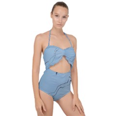 Airplane Airplanes Blue Sky Scallop Top Cut Out Swimsuit by Mariart