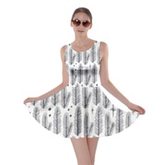 Christmas Pine Pattern Organic hand drawn Modern black and white Skater Dress