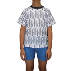 Christmas Pine Pattern Organic Hand Drawn Modern Black And White Kids  Short Sleeve Swimwear by genx