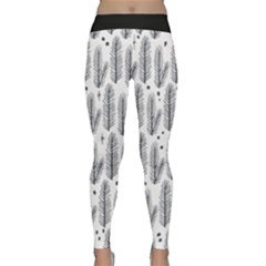 Christmas Pine Pattern Organic Hand Drawn Modern Black And White Classic Yoga Leggings by genx