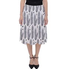 Christmas Pine Pattern Organic hand drawn Modern black and white Classic Midi Skirt