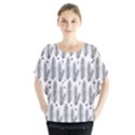 Christmas Pine Pattern Organic hand drawn Modern black and white Batwing Chiffon Blouse View1