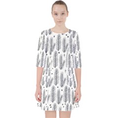 Christmas Pine Pattern Organic hand drawn Modern black and white Pocket Dress