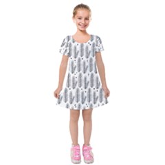 Christmas Pine Pattern Organic Hand Drawn Modern Black And White Kids  Short Sleeve Velvet Dress by genx