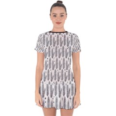 Christmas Pine Pattern Organic hand drawn Modern black and white Drop Hem Mini Chiffon Dress