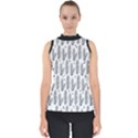 Christmas Pine Pattern Organic hand drawn Modern black and white Mock Neck Shell Top View1