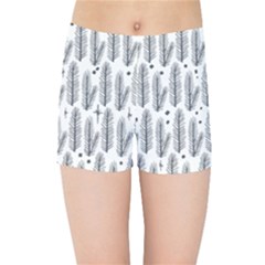 Christmas Pine Pattern Organic Hand Drawn Modern Black And White Kids Sports Shorts by genx