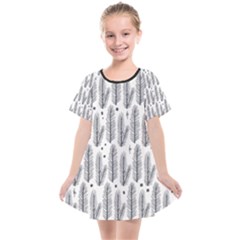 Christmas Pine Pattern Organic Hand Drawn Modern Black And White Kids  Smock Dress by genx