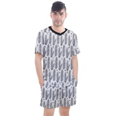 Christmas Pine Pattern Organic hand drawn Modern black and white Men s Mesh Tee and Shorts Set