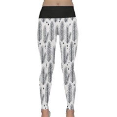 Christmas Pine Pattern Organic Hand Drawn Modern Black And White Lightweight Velour Classic Yoga Leggings by genx