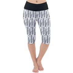 Christmas Pine Pattern Organic hand drawn Modern black and white Lightweight Velour Cropped Yoga Leggings