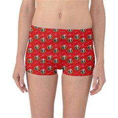 Trump Wrait Pattern Make Christmas Great Again Maga Funny Red Gift With Snowflakes And Trump Face Smiling Boyleg Bikini Bottoms by snek