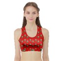 Trump Wrait Pattern Make Christmas Great Again MAGA Funny Red Gift with Snowflakes and Trump Face smiling Sports Bra with Border View1