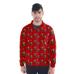 Trump Wrait Pattern Make Christmas Great Again Maga Funny Red Gift With Snowflakes And Trump Face Smiling Windbreaker (men) by snek