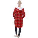 Trump Wrait Pattern Make Christmas Great Again MAGA Funny Red Gift with Snowflakes and Trump Face smiling Hooded Pocket Cardigan View2