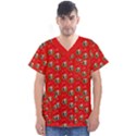 Trump Wrait Pattern Make Christmas Great Again MAGA Funny Red Gift with Snowflakes and Trump Face smiling Men s V-Neck Scrub Top View1