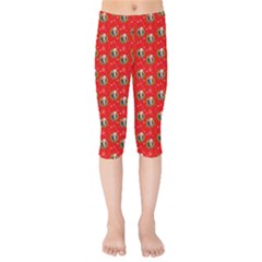 Trump Wrait Pattern Make Christmas Great Again Maga Funny Red Gift With Snowflakes And Trump Face Smiling Kids  Capri Leggings  by snek