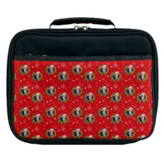 Trump Wrait Pattern Make Christmas Great Again Maga Funny Red Gift With Snowflakes And Trump Face Smiling Lunch Bag by snek