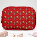 Trump Wrait Pattern Make Christmas Great Again MAGA Funny Red Gift with Snowflakes and Trump Face smiling Make Up Pouch (Small) View1