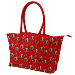 Trump Wrait Pattern Make Christmas Great Again Maga Funny Red Gift With Snowflakes And Trump Face Smiling Canvas Shoulder Bag by snek