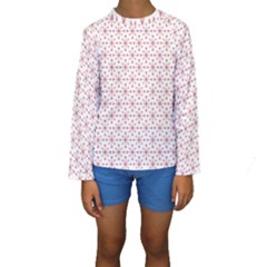 Pattern Christmas Pattern Red Stars Kids  Long Sleeve Swimwear by Sapixe