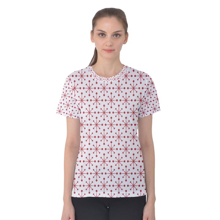 Pattern Christmas Pattern Red Stars Women s Cotton Tee