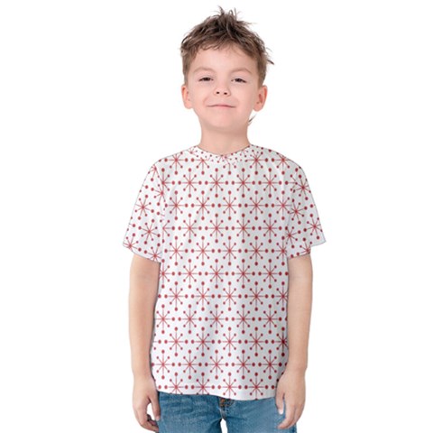 Pattern Christmas Pattern Red Stars Kids  Cotton Tee by Sapixe