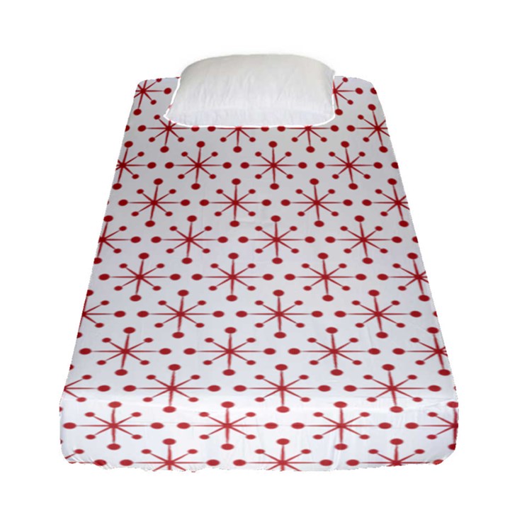 Pattern Christmas Pattern Red Stars Fitted Sheet (Single Size)