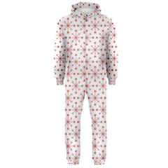 Pattern Christmas Pattern Red Stars Hooded Jumpsuit (men) 