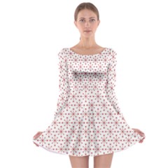 Pattern Christmas Pattern Red Stars Long Sleeve Skater Dress by Sapixe