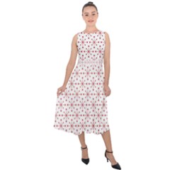 Pattern Christmas Pattern Red Stars Midi Tie-back Chiffon Dress