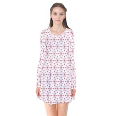 Pattern Christmas Pattern Red Stars Long Sleeve V-neck Flare Dress by Sapixe