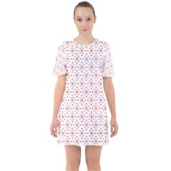 Pattern Christmas Pattern Red Stars Sixties Short Sleeve Mini Dress