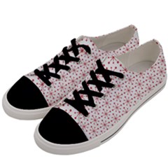 Pattern Christmas Pattern Red Stars Men s Low Top Canvas Sneakers by Sapixe