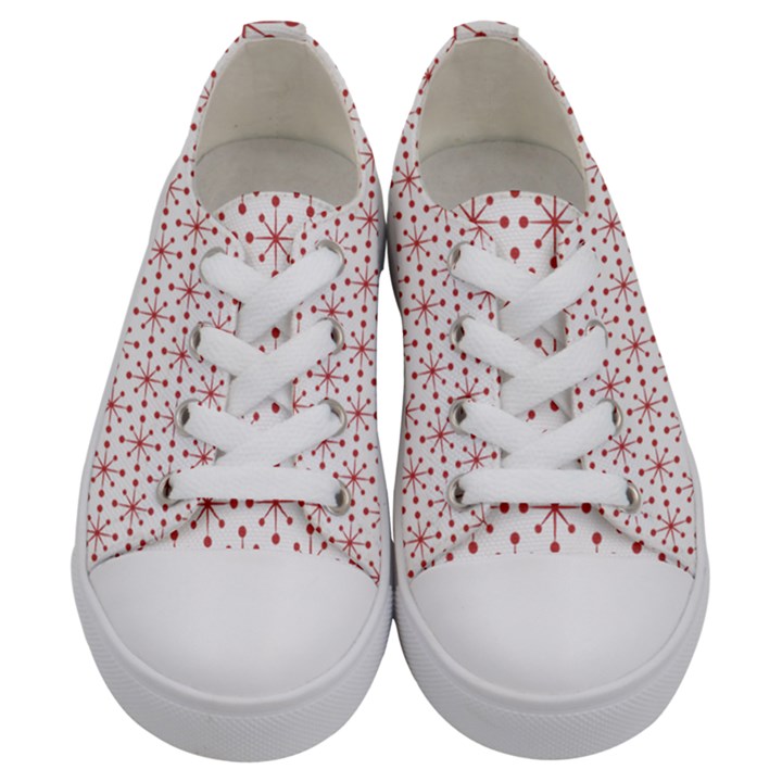 Pattern Christmas Pattern Red Stars Kids  Low Top Canvas Sneakers