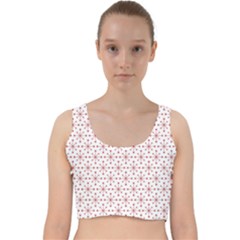 Pattern Christmas Pattern Red Stars Velvet Racer Back Crop Top