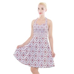 Pattern Christmas Pattern Red Stars Halter Party Swing Dress 