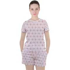 Pattern Christmas Pattern Red Stars Women s Tee And Shorts Set