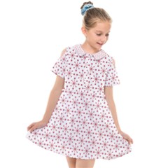 Pattern Christmas Pattern Red Stars Kids  Short Sleeve Shirt Dress