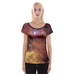 Cosmic Astronomy Sky With Stars Orange Brown And Yellow Cap Sleeve Top