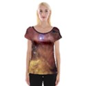 Cosmic Astronomy sky with stars orange brown and yellow Cap Sleeve Top View1