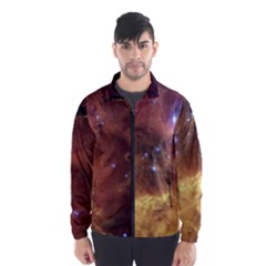 Cosmic Astronomy Sky With Stars Orange Brown And Yellow Men s Windbreaker