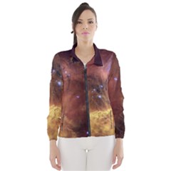 Cosmic Astronomy Sky With Stars Orange Brown And Yellow Women s Windbreaker