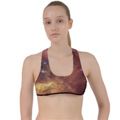 Cosmic Astronomy Sky With Stars Orange Brown And Yellow Criss Cross Racerback Sports Bra