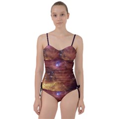 Cosmic Astronomy Sky With Stars Orange Brown And Yellow Sweetheart Tankini Set