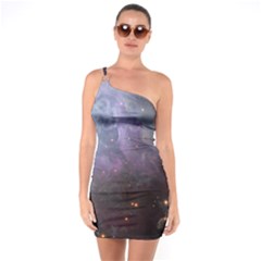 Orion Nebula Pastel Violet Purple Turquoise Blue Star Formation One Soulder Bodycon Dress by genx