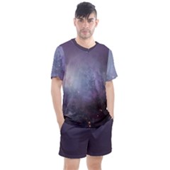 Orion Nebula Pastel Violet Purple Turquoise Blue Star Formation Men s Mesh Tee And Shorts Set