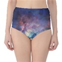 Lagoon Nebula Interstellar Cloud Pastel pink, turquoise and yellow stars Classic High-Waist Bikini Bottoms View1