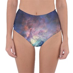 Lagoon Nebula Interstellar Cloud Pastel Pink, Turquoise And Yellow Stars Reversible High-waist Bikini Bottoms